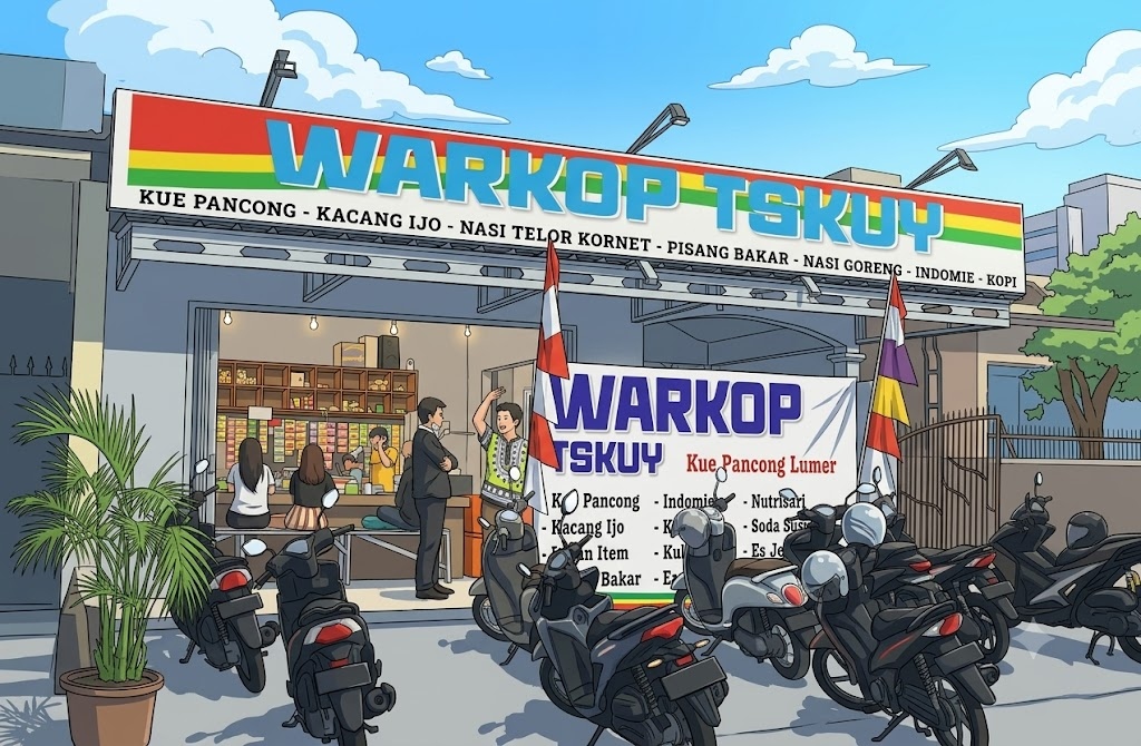 Eksterior Warkop Tskuy Illustration